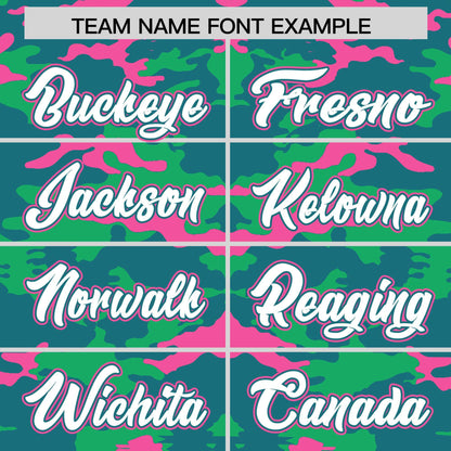 Custom Aqua Green-Pink Personalized Camo Design Authentic Baseball Jersey