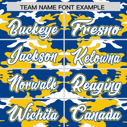 Custom Royal Gold-White Personalized Camo Design Authentic Baseball Jersey