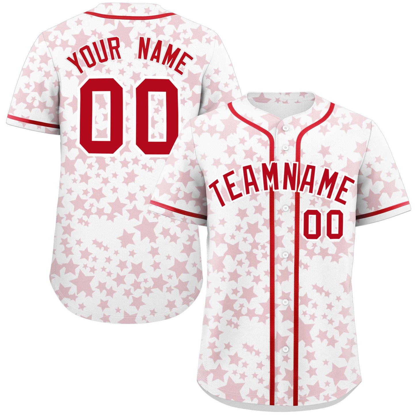 Custom White Red Personalized Star Graffiti Pattern Authentic Baseball Jersey