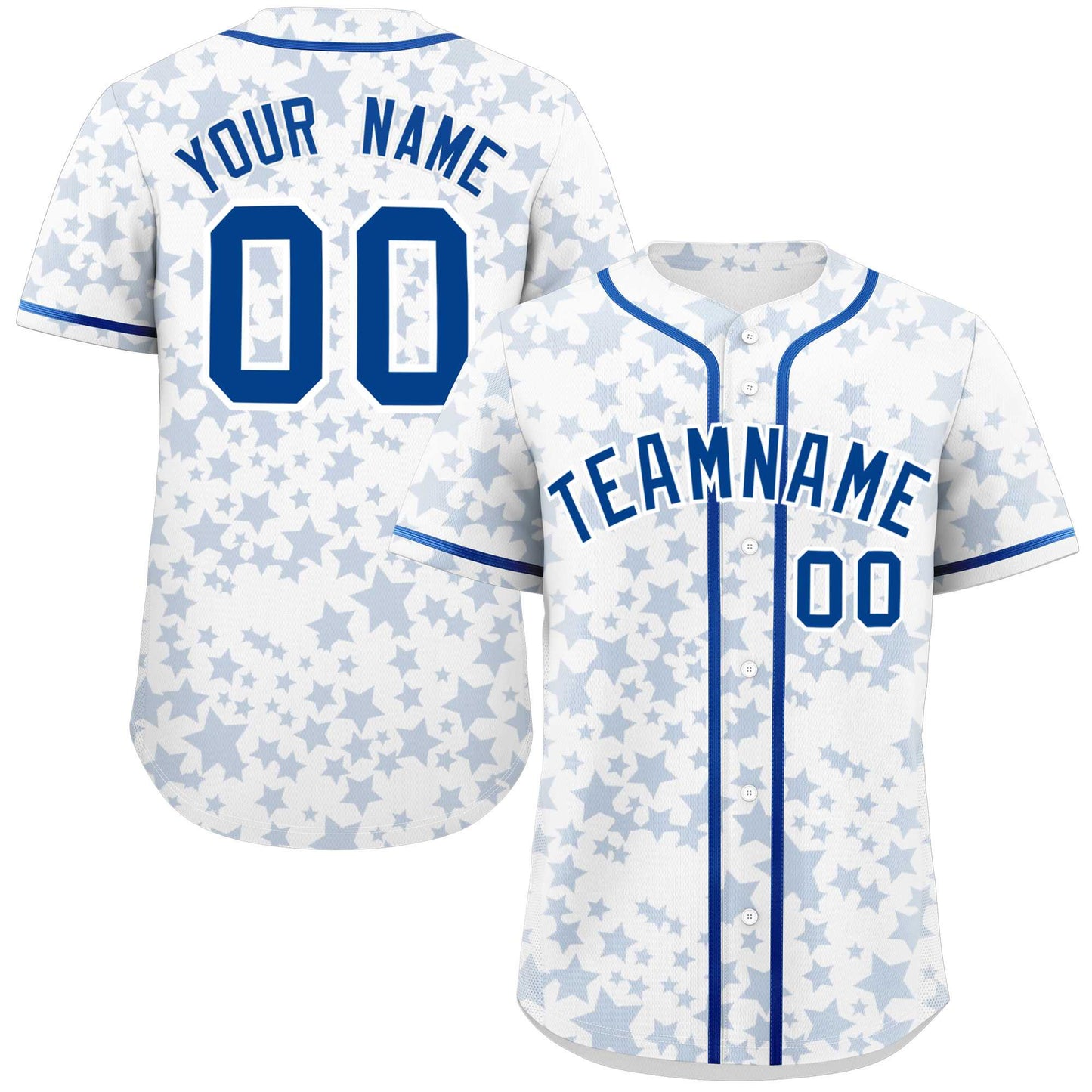 Custom White Royal Personalized Star Graffiti Pattern Authentic Baseball Jersey