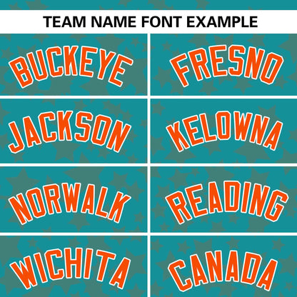 Custom Aqua Orange Personalized Star Graffiti Pattern Authentic Baseball Jersey