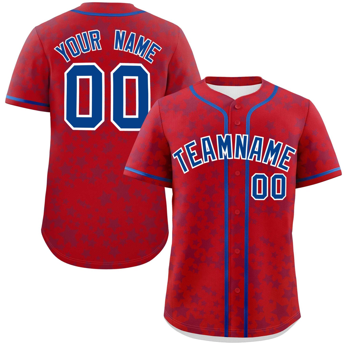 Custom Red Royal Personalized Star Graffiti Pattern Authentic Baseball Jersey