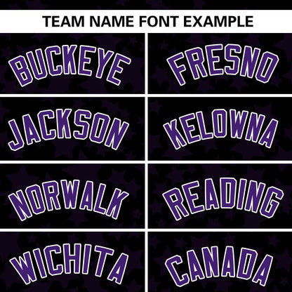 Custom Black Purple Personalized Star Graffiti Pattern Authentic Baseball Jersey