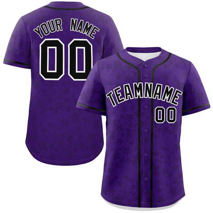 Custom Purple Black Personalized Star Graffiti Pattern Authentic Baseball Jersey