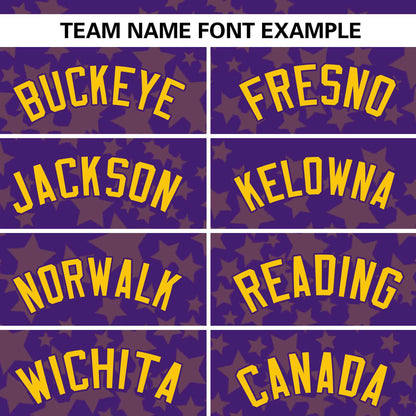 Custom Purple Gold Personalized Star Graffiti Pattern Authentic Baseball Jersey