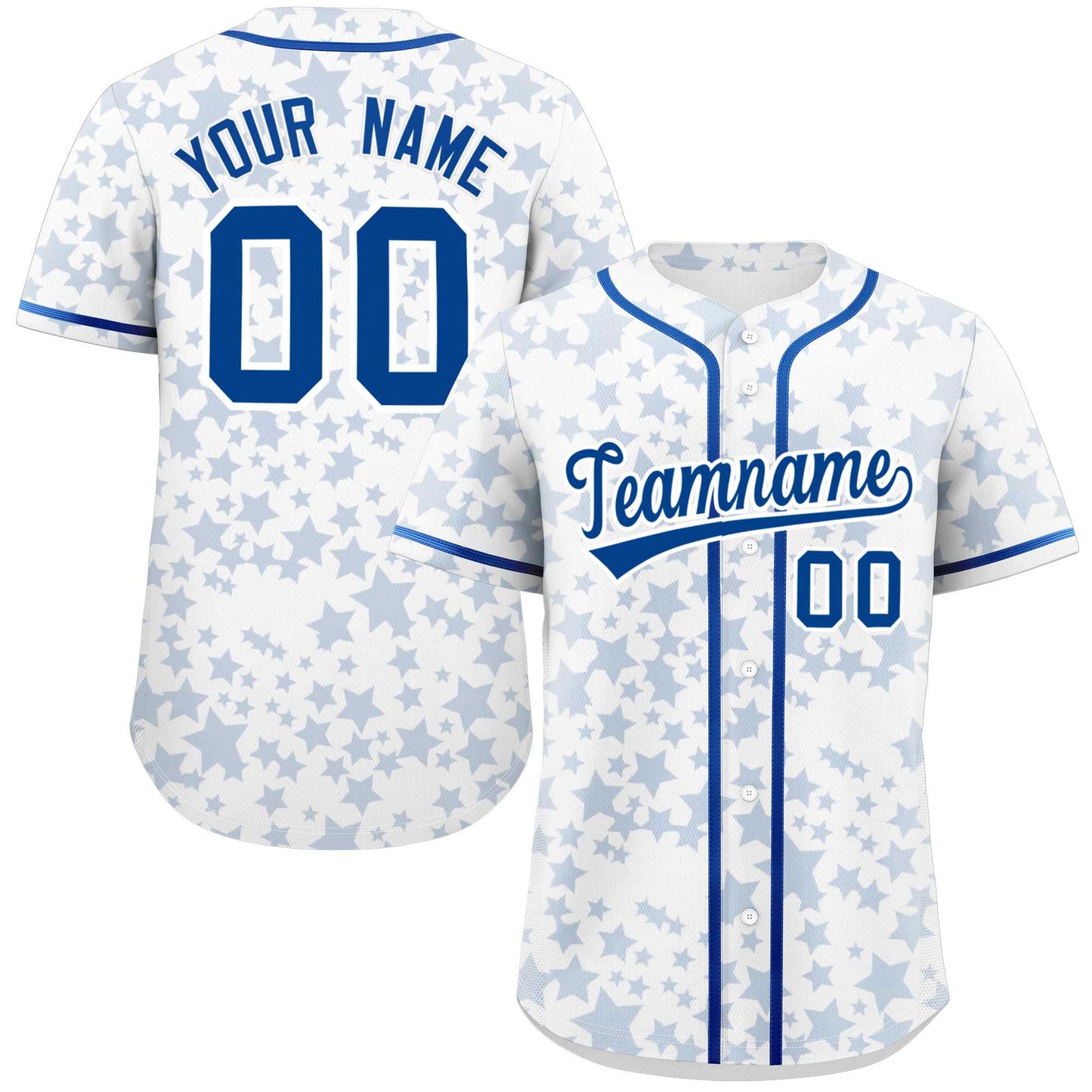 Custom White Royal Personalized Star Graffiti Pattern Authentic Baseball Jersey