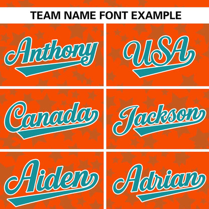 Custom Orange Aqua Personalized Star Graffiti Pattern Authentic Baseball Jersey