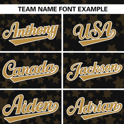 Custom Black Old Gold Personalized Star Graffiti Pattern Authentic Baseball Jersey