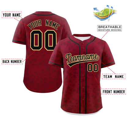 Custom Crimson Black Personalized Star Graffiti Pattern Authentic Baseball Jersey