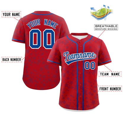 Custom Red Royal Personalized Star Graffiti Pattern Authentic Baseball Jersey