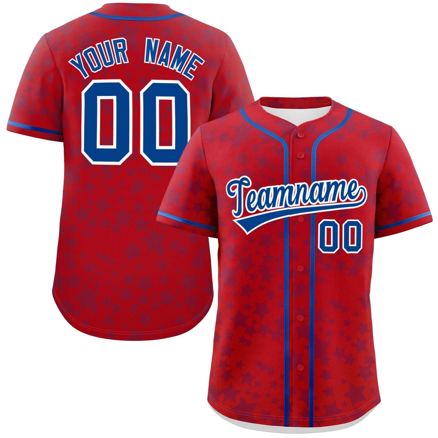 Custom Red Royal Personalized Star Graffiti Pattern Authentic Baseball Jersey