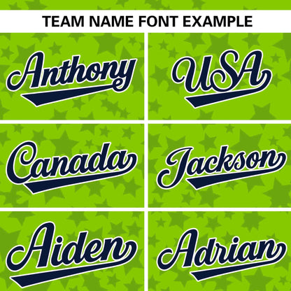 Custom Neon Green Navy Personalized Star Graffiti Pattern Authentic Baseball Jersey