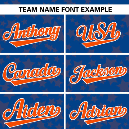 Custom Royal Orange Personalized Star Graffiti Pattern Authentic Baseball Jersey