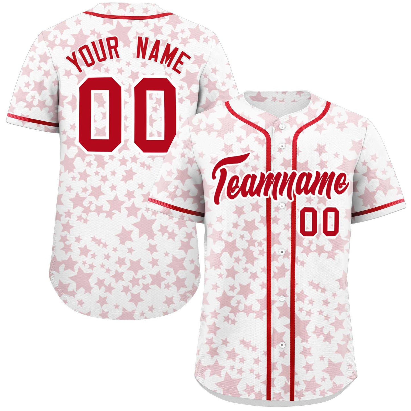 Custom White Red Personalized Star Graffiti Pattern Authentic Baseball Jersey