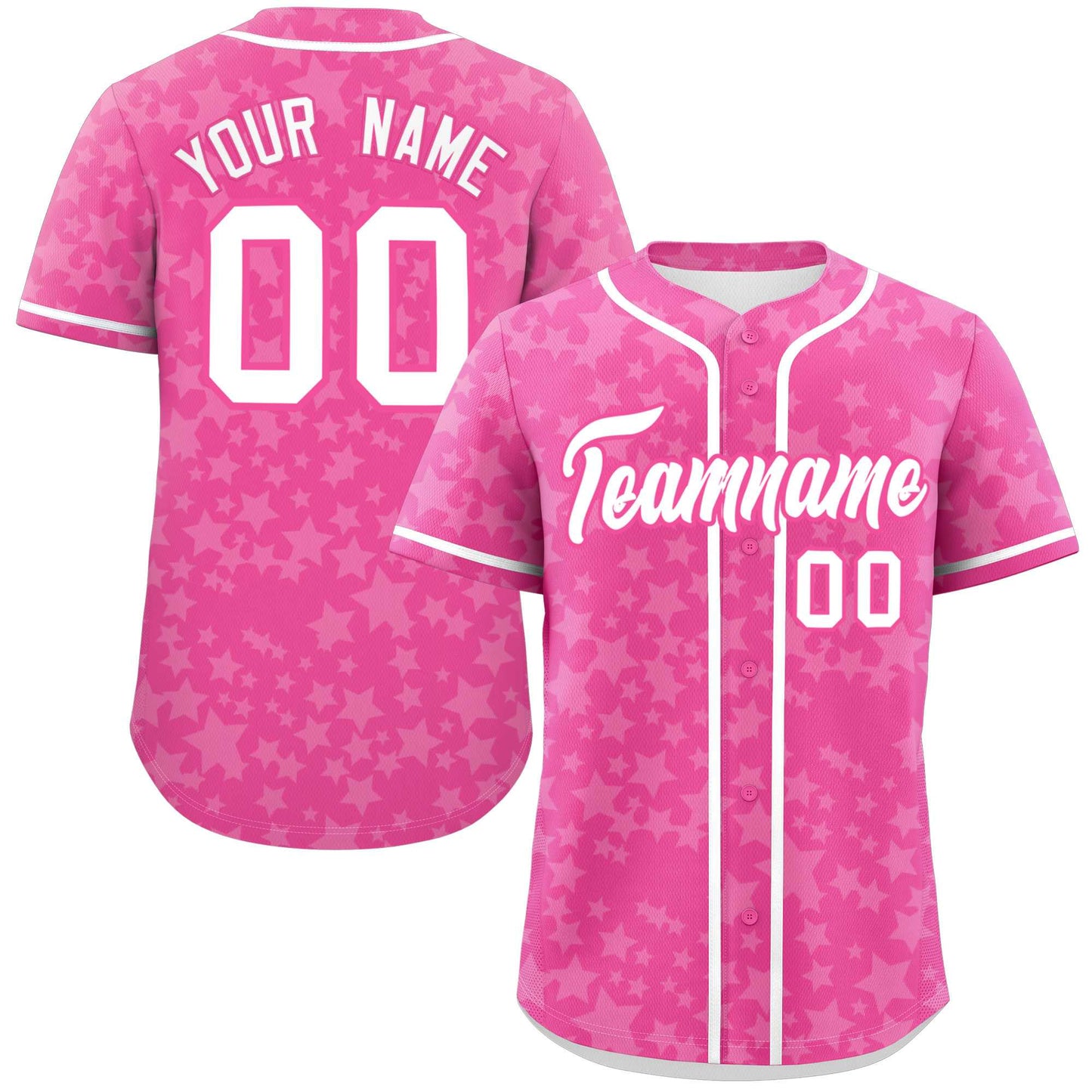 Custom Pink White Personalized Star Graffiti Pattern Authentic Baseball Jersey