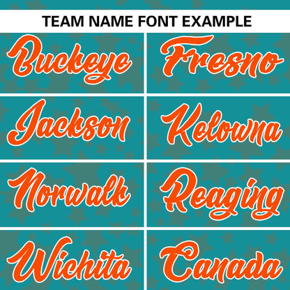 Custom Aqua Orange Personalized Star Graffiti Pattern Authentic Baseball Jersey