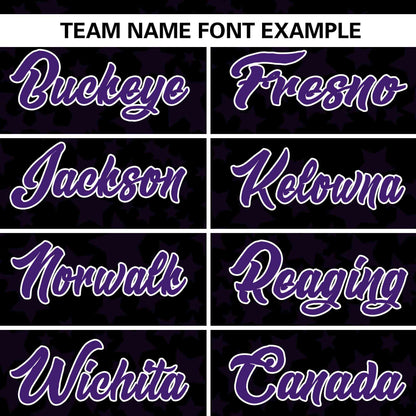 Custom Black Purple Personalized Star Graffiti Pattern Authentic Baseball Jersey