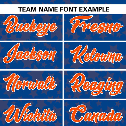 Custom Royal Orange Personalized Star Graffiti Pattern Authentic Baseball Jersey