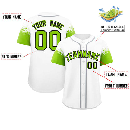 Custom White Neon Green Personalized Raglan Sleeves Design Authentic Baseball Jersey