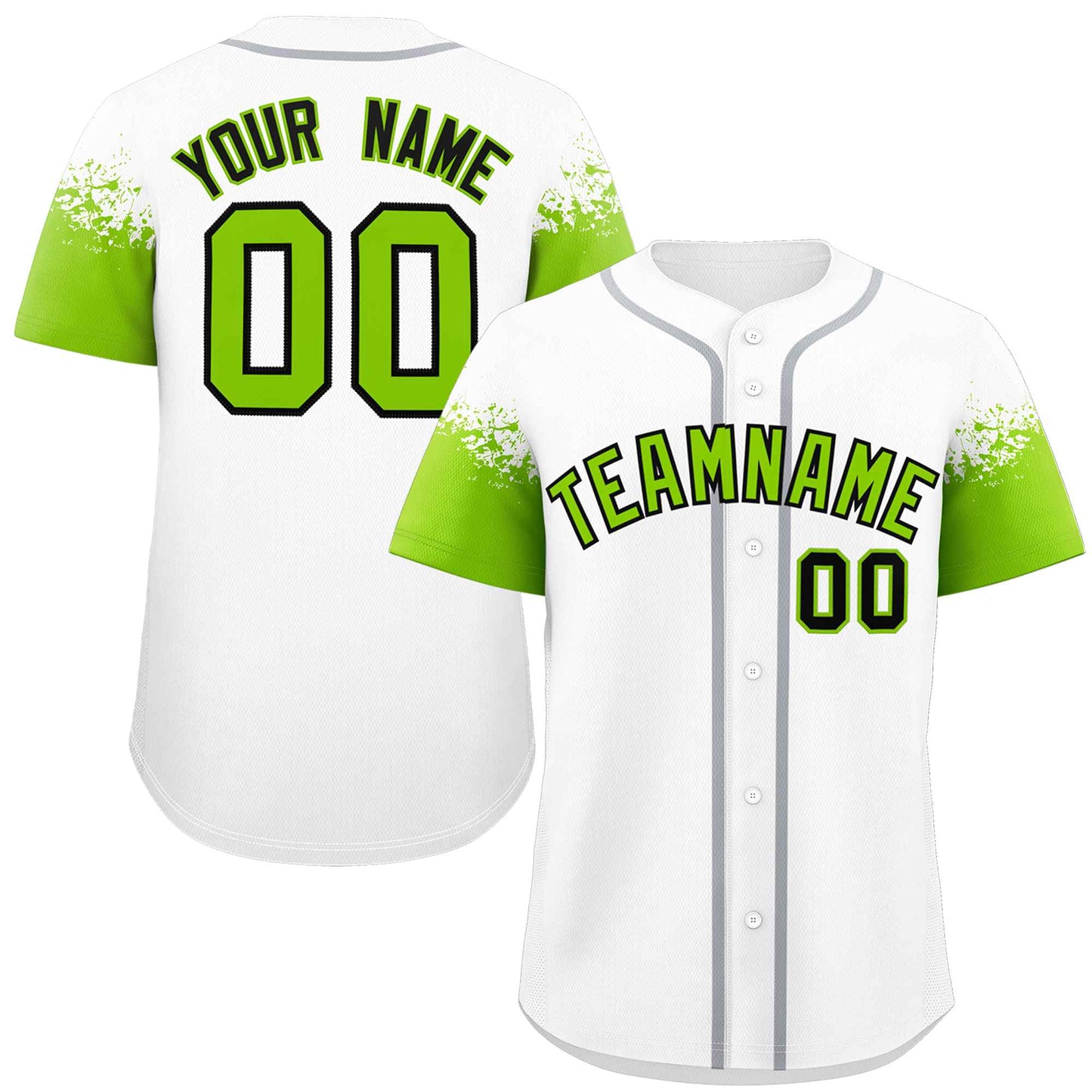 Custom White Neon Green Personalized Raglan Sleeves Design Authentic Baseball Jersey