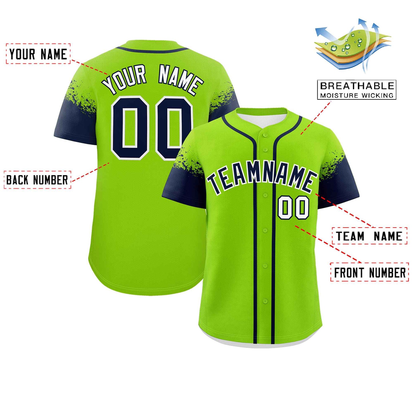 Custom Neon Green Navy Personalized Raglan Sleeves Design Authentic Baseball Jersey