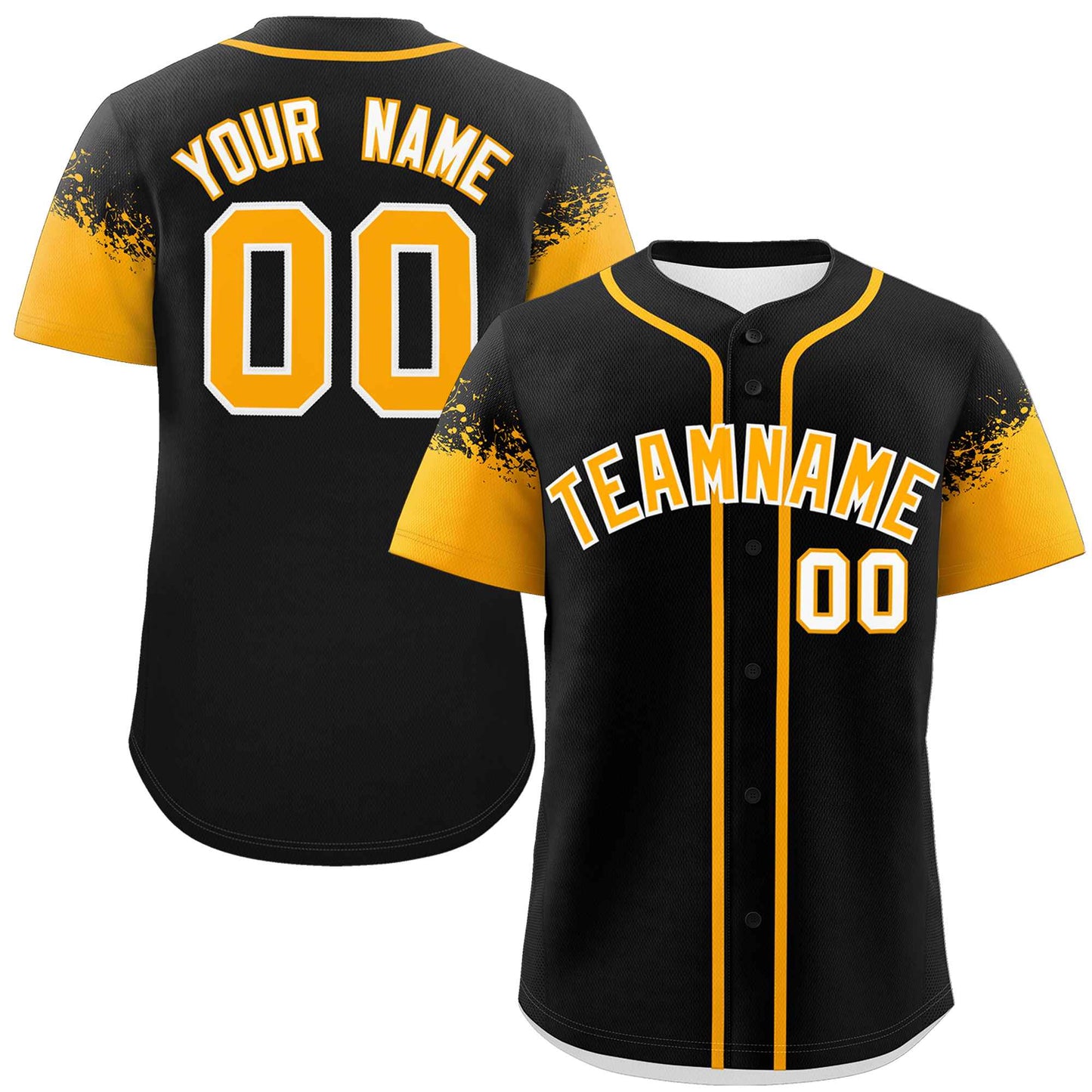 Custom Black Yellow Personalized Raglan Sleeves Design Authentic Baseball Jersey