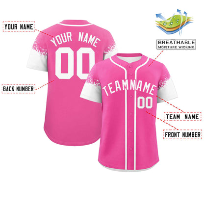 Custom Pink White Personalized Raglan Sleeves Design Authentic Baseball Jersey