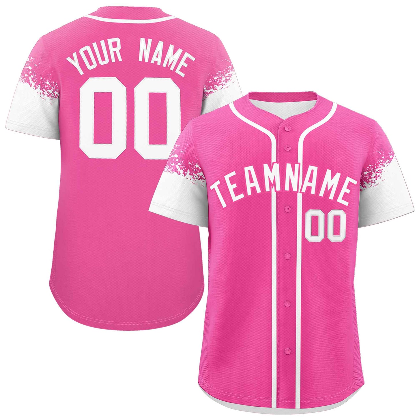 Custom Pink White Personalized Raglan Sleeves Design Authentic Baseball Jersey