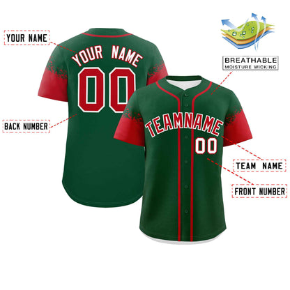 Custom Green Red Personalized Raglan Sleeves Design Authentic Baseball Jersey