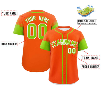 Custom Orange Neon Green Personalized Raglan Sleeves Design Authentic Baseball Jersey