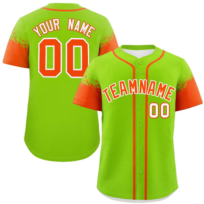 Custom Neon Green Orange Personalized Raglan Sleeves Design Authentic Baseball Jersey