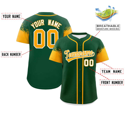 Custom Green Yellow Personalized Raglan Sleeves Design Authentic Baseball Jersey