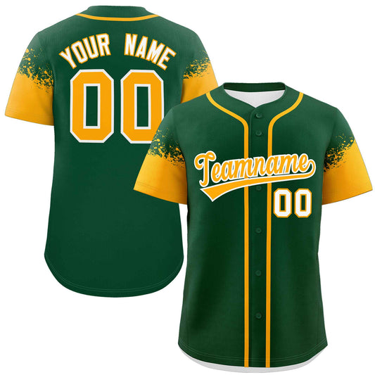 Custom Green Yellow Personalized Raglan Sleeves Design Authentic Baseball Jersey