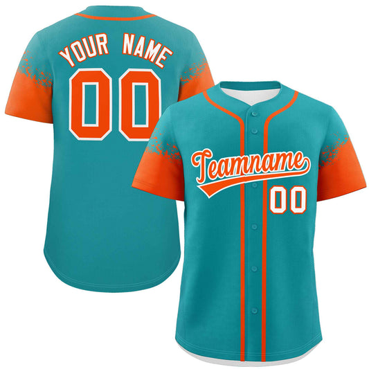 Custom Aqua Orange Personalized Raglan Sleeves Design Authentic Baseball Jersey