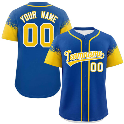 Custom Royal Gold Personalized Raglan Sleeves Design Authentic Baseball Jersey