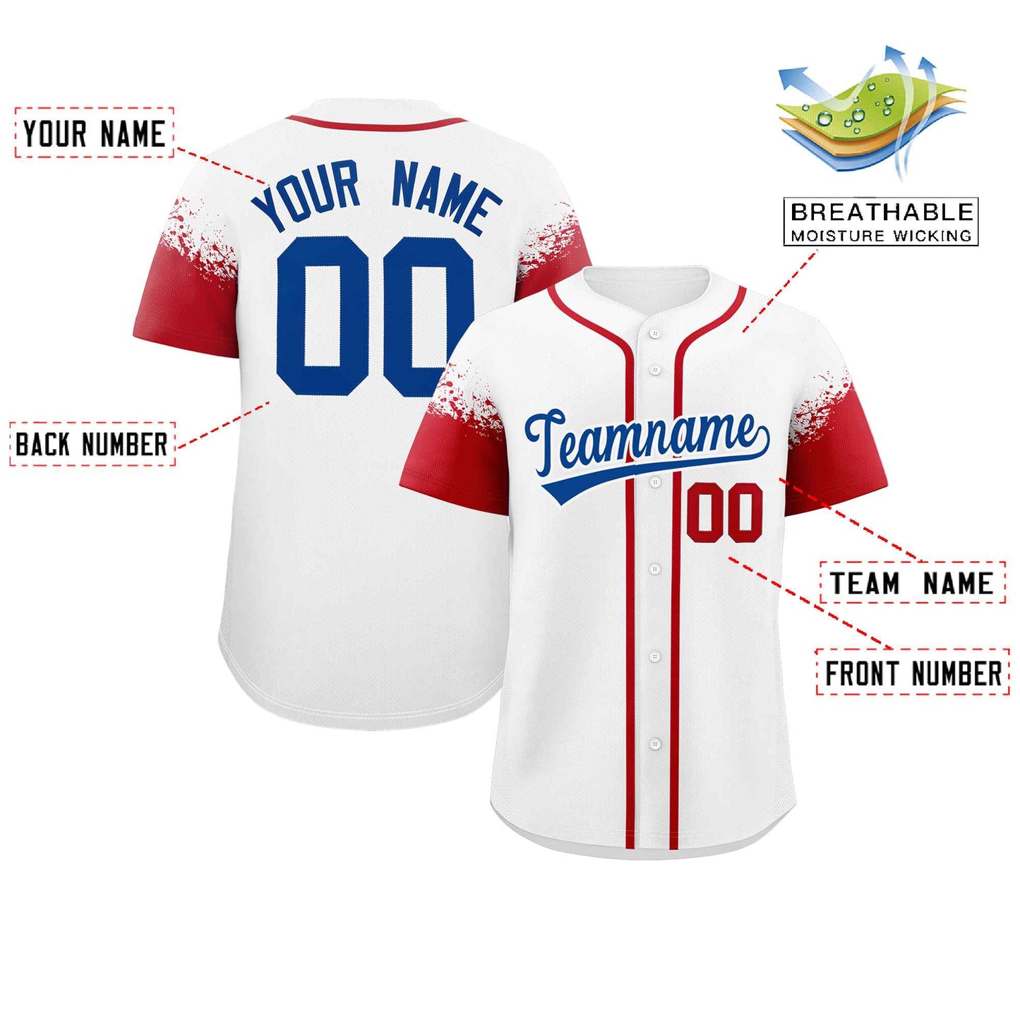 Custom White Red Personalized Raglan Sleeves Design Authentic Baseball Jersey