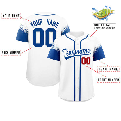 Custom White Royal Personalized Raglan Sleeves Design Authentic Baseball Jersey