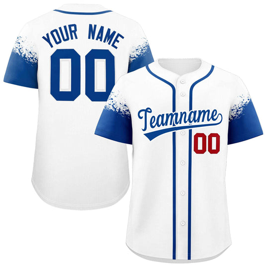 Custom White Royal Personalized Raglan Sleeves Design Authentic Baseball Jersey