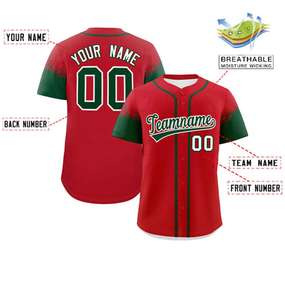 Custom Red Green Personalized Raglan Sleeves Design Authentic Baseball Jersey