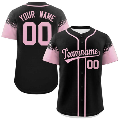 Custom Black Light Pink Personalized Raglan Sleeves Design Authentic Baseball Jersey