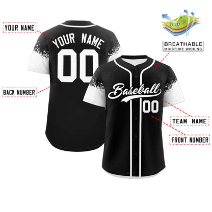 Custom Black White Personalized Raglan Sleeves Design Authentic Baseball Jersey