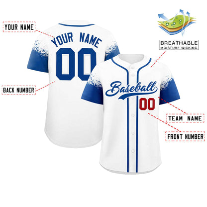 Custom White Royal Personalized Raglan Sleeves Design Authentic Baseball Jersey