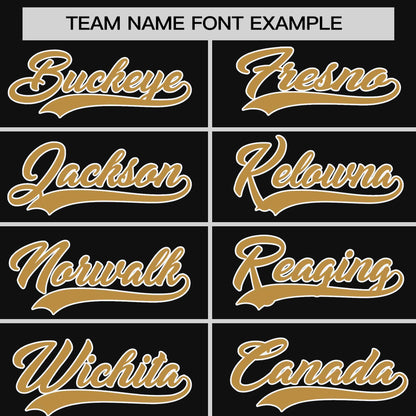 Custom Black Old Gold Personalized Raglan Sleeves Design Authentic Baseball Jersey