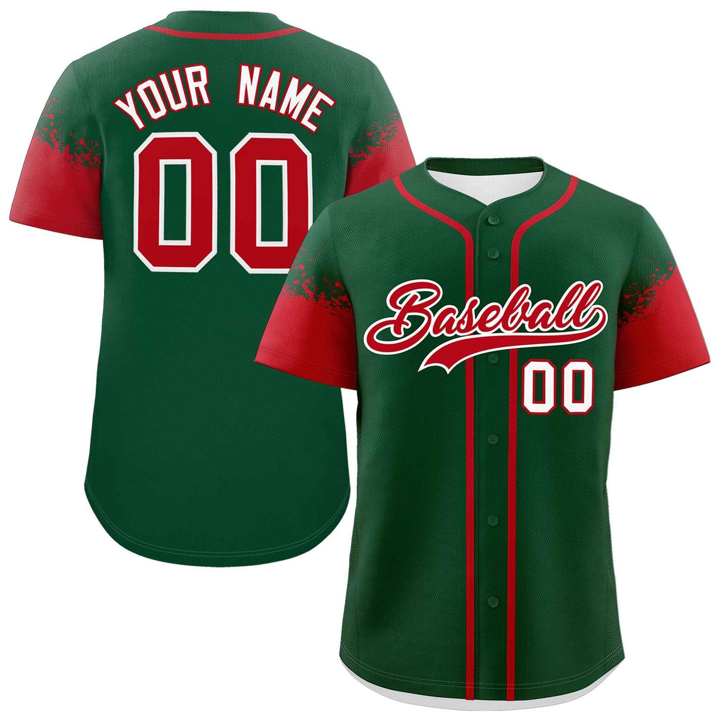 Custom Green Red Personalized Raglan Sleeves Design Authentic Baseball Jersey