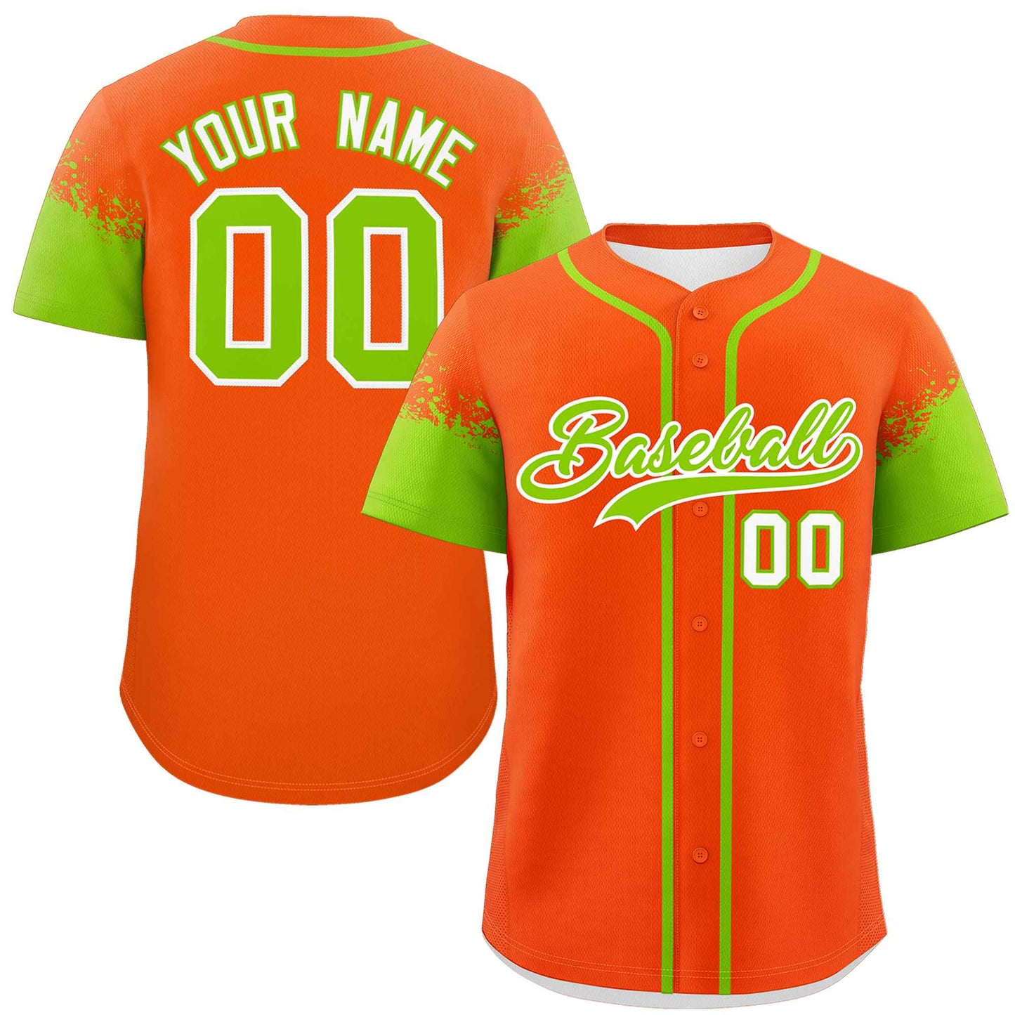 Custom Orange Neon Green Personalized Raglan Sleeves Design Authentic Baseball Jersey