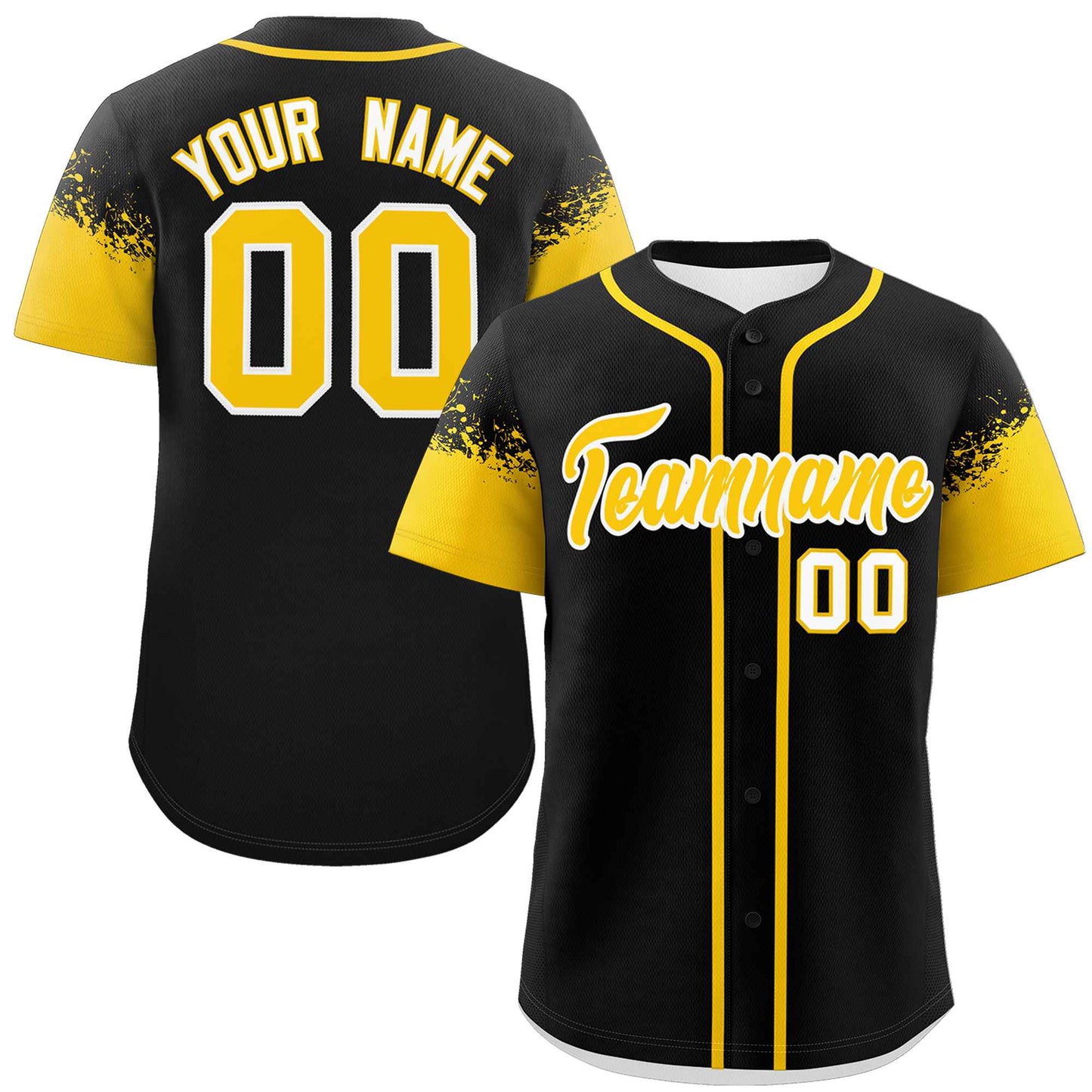 Custom Black Gold Personalized Raglan Sleeves Design Authentic Baseball Jersey