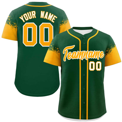 Custom Green Yellow Personalized Raglan Sleeves Design Authentic Baseball Jersey