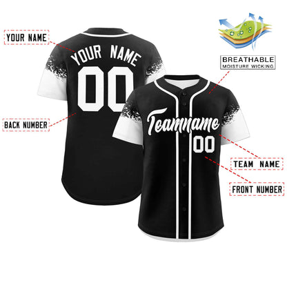 Custom Black White Personalized Raglan Sleeves Design Authentic Baseball Jersey