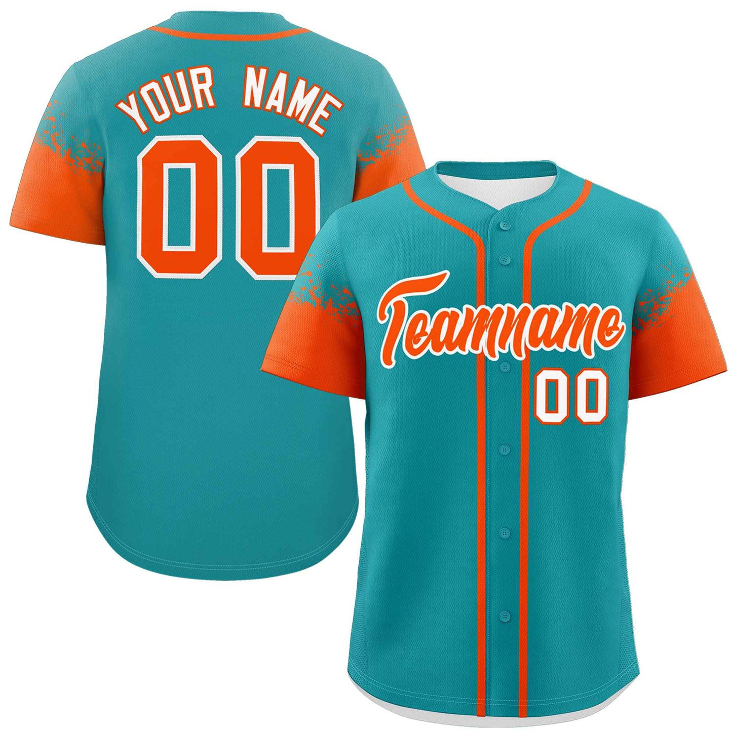 Custom Aqua Orange Personalized Raglan Sleeves Design Authentic Baseball Jersey