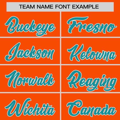 Custom Orange Aqua Personalized Raglan Sleeves Design Authentic Baseball Jersey